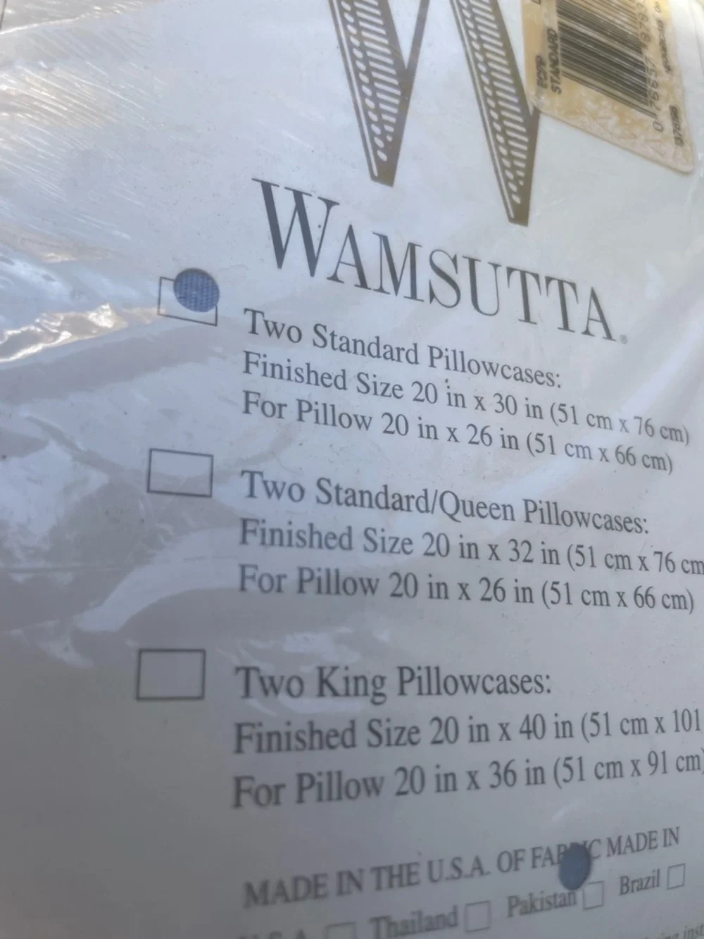 Wamsutta “Old Stock” all cotton standard pillow cases .Denim blue